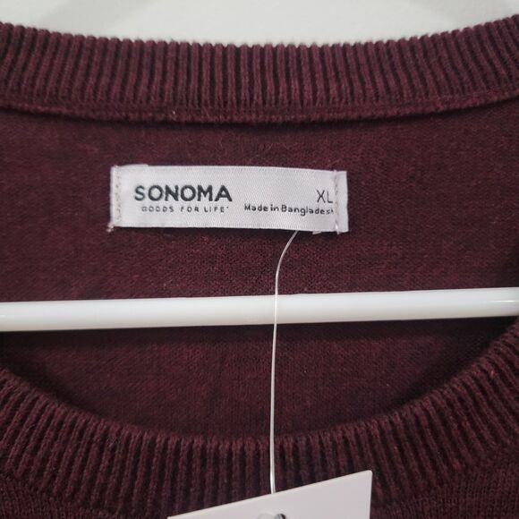 Sonoma Mens Sweater Size XL Maroon Academia Crew Neck - Picture 6 of 7